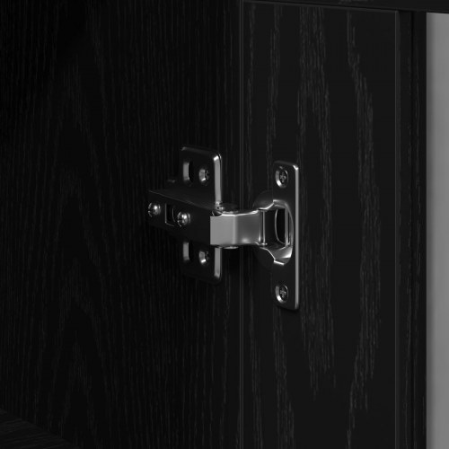 Væghængt Skab Sæt af 2 Sort Eg Konstrueret Træ, Glas