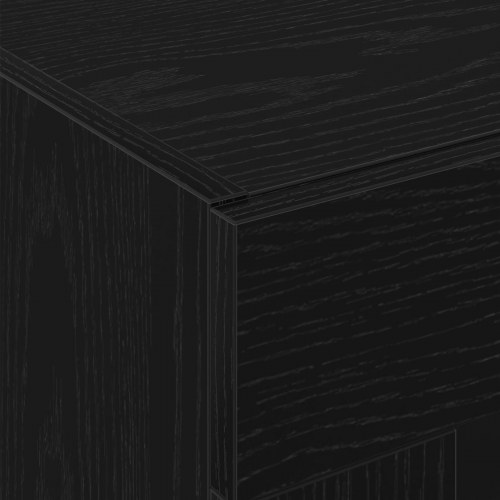 Væghængt Skab Sæt af 2 Sort Eg Konstrueret Træ, Glas