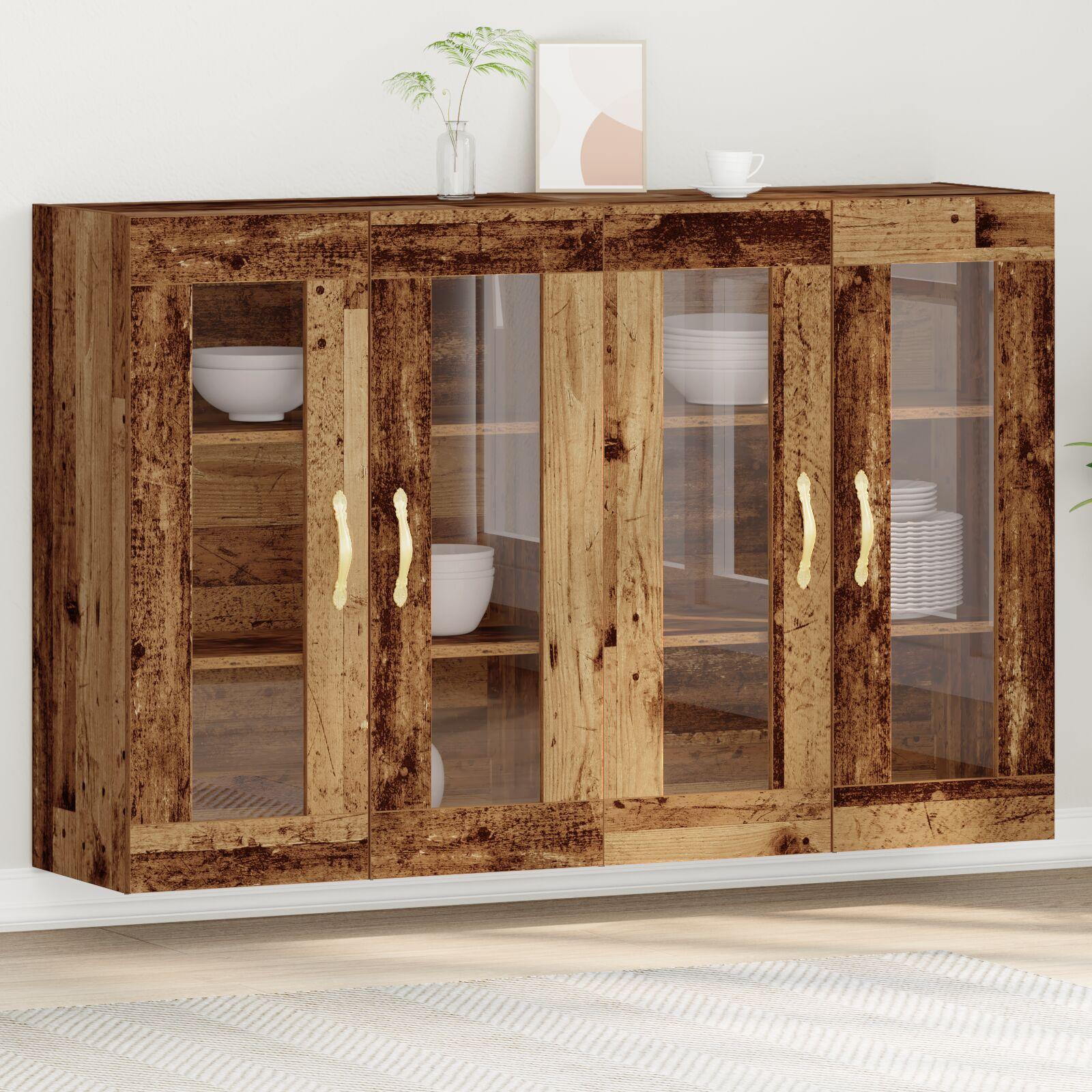 Vægskab 2 stk Gammelt træ 69.5 x 34 x 90 cm Konstrueret træ