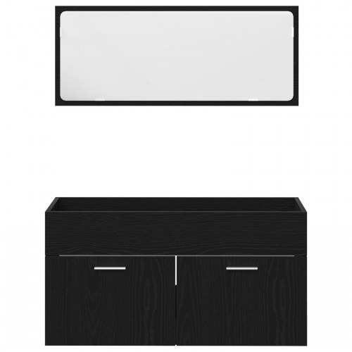 Badeværelsesmøbel sæt Sæt af 3 Sort eg Spånplade, glas