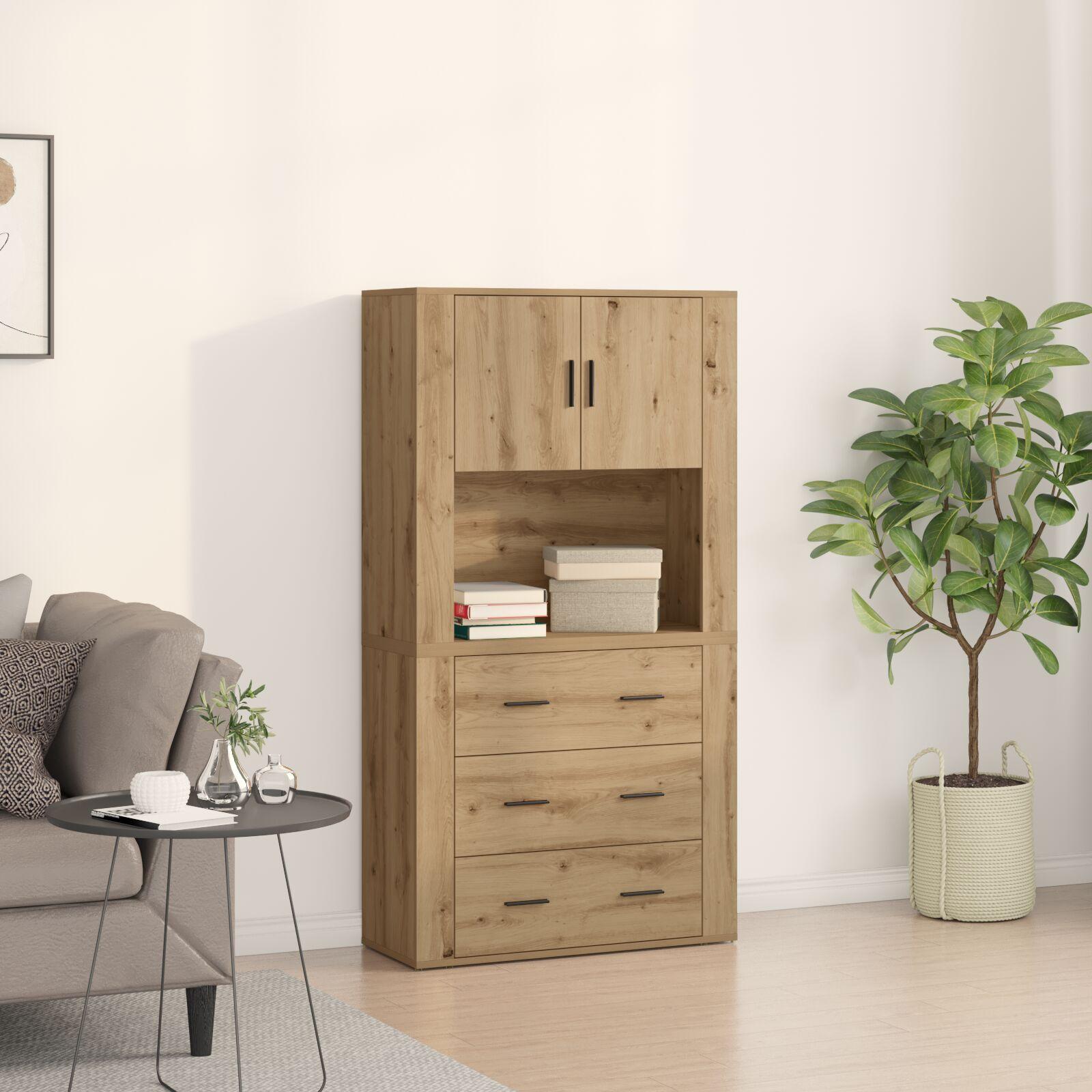 Højskab med skuffe artisan eg 80 x 33 x 150 cm Konstrueret træ