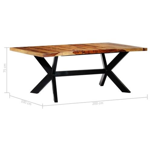 Spisebord massivt sheeshamtræ 200 x 100 x 75 cm