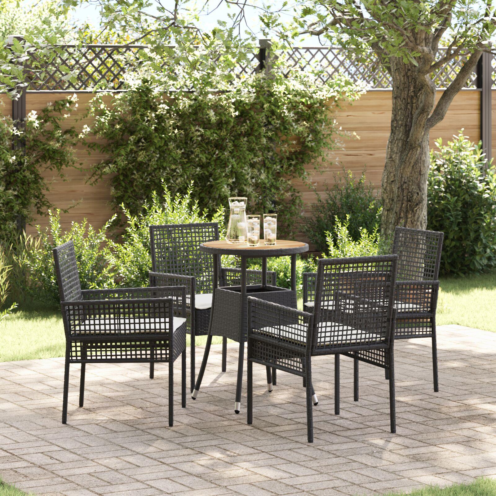 Have Spisebordssæt 5 stk Sort Poly rattan
