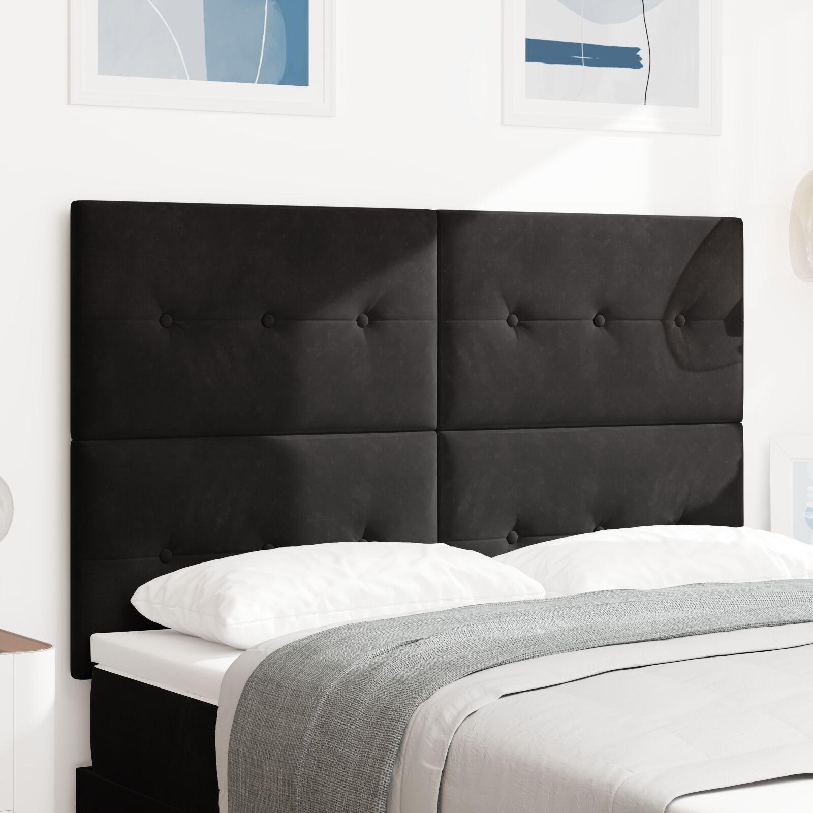 Sengetop Knap Tuftet Sort 140 cm Velour