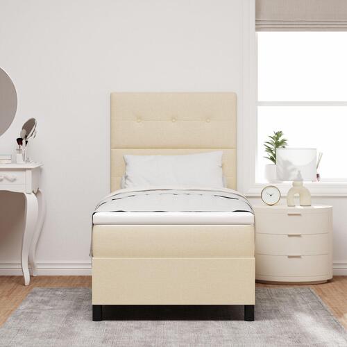 Senge ramme med madras Beige Stof 100 x 200 cm Senge madras