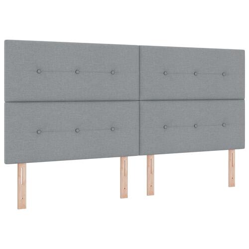 Seng RAMME med Madras Lys Grå Stof 200 x 200 cm Sengemadrass