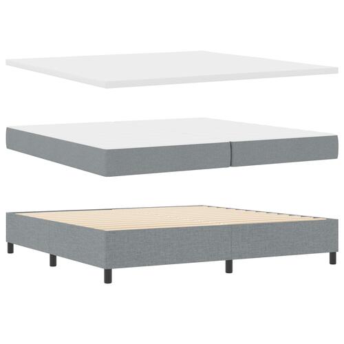 Seng RAMME med Madras Lys Grå Stof 200 x 200 cm Sengemadrass