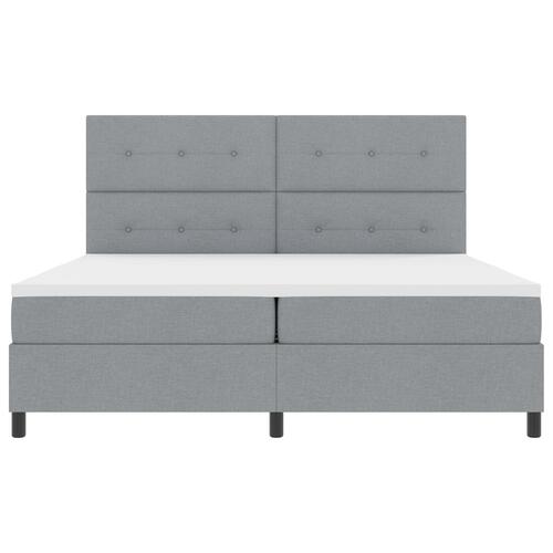 Seng RAMME med Madras Lys Grå Stof 200 x 200 cm Sengemadrass
