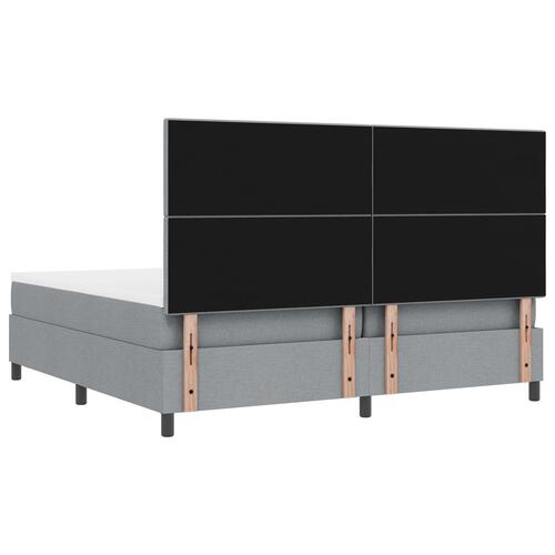 Seng RAMME med Madras Lys Grå Stof 200 x 200 cm Sengemadrass