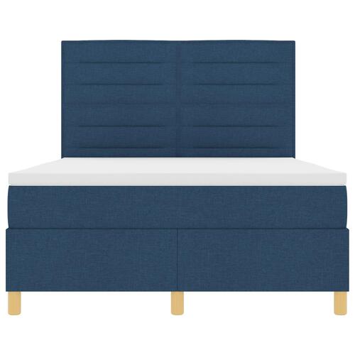 Box Spring Seng med Madras Blå 140x200 cm Stof