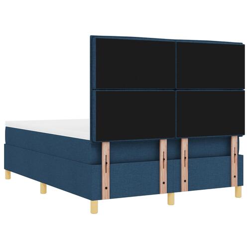 Box Spring Seng med Madras Blå 140x200 cm Stof