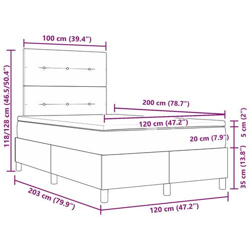 Boxspring Seng med Madras Sort 120x200 cm Stof