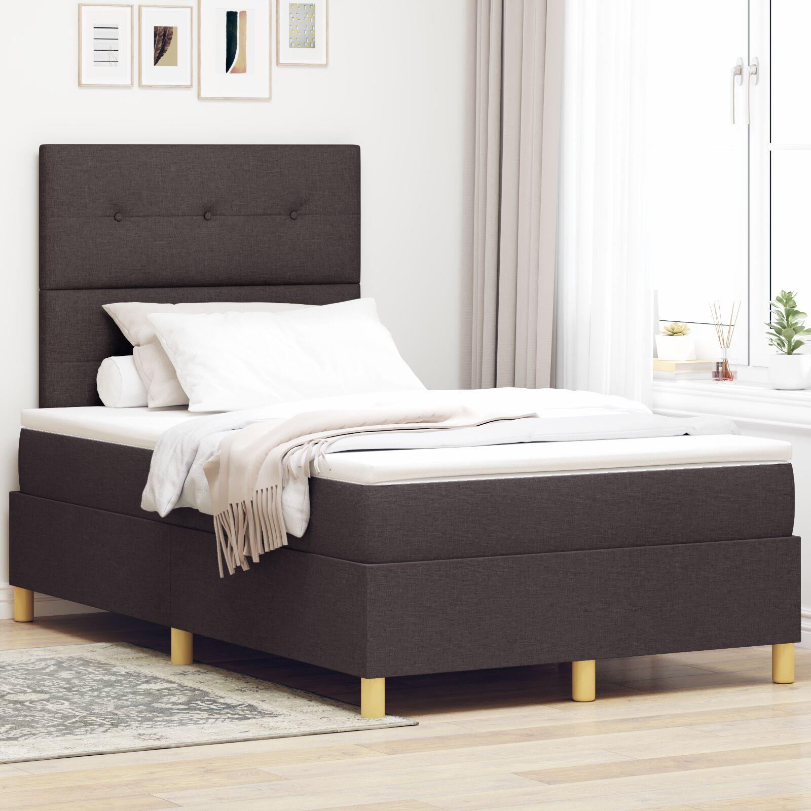 Box spring seng med hovedgærde Mørk Brun 120 x 200 cm Stof