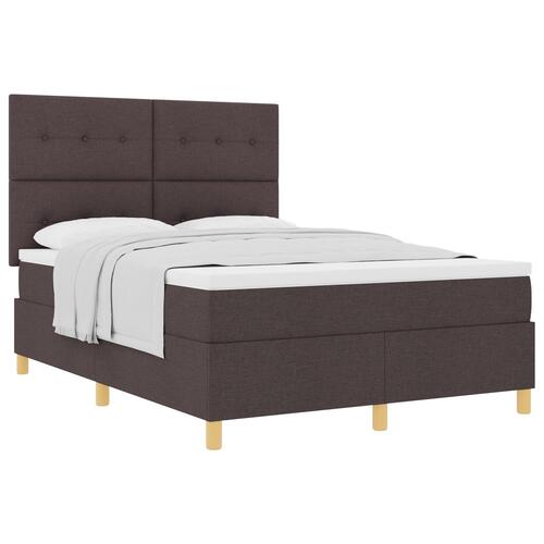 Boxspring Seng med Madras Mørkebrun 140x200 cm Stof