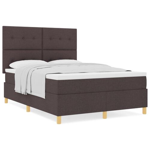 Boxspring Seng med Madras Mørkebrun 140x200 cm Stof