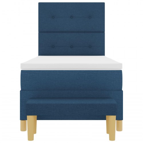 Boxmadras med madras og bænk Blå 90x200 cm Stof