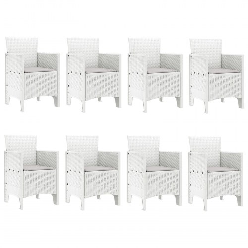 Have Spisebordssæt 9 Delt Hvid Rattan, Glas Ergonomisk