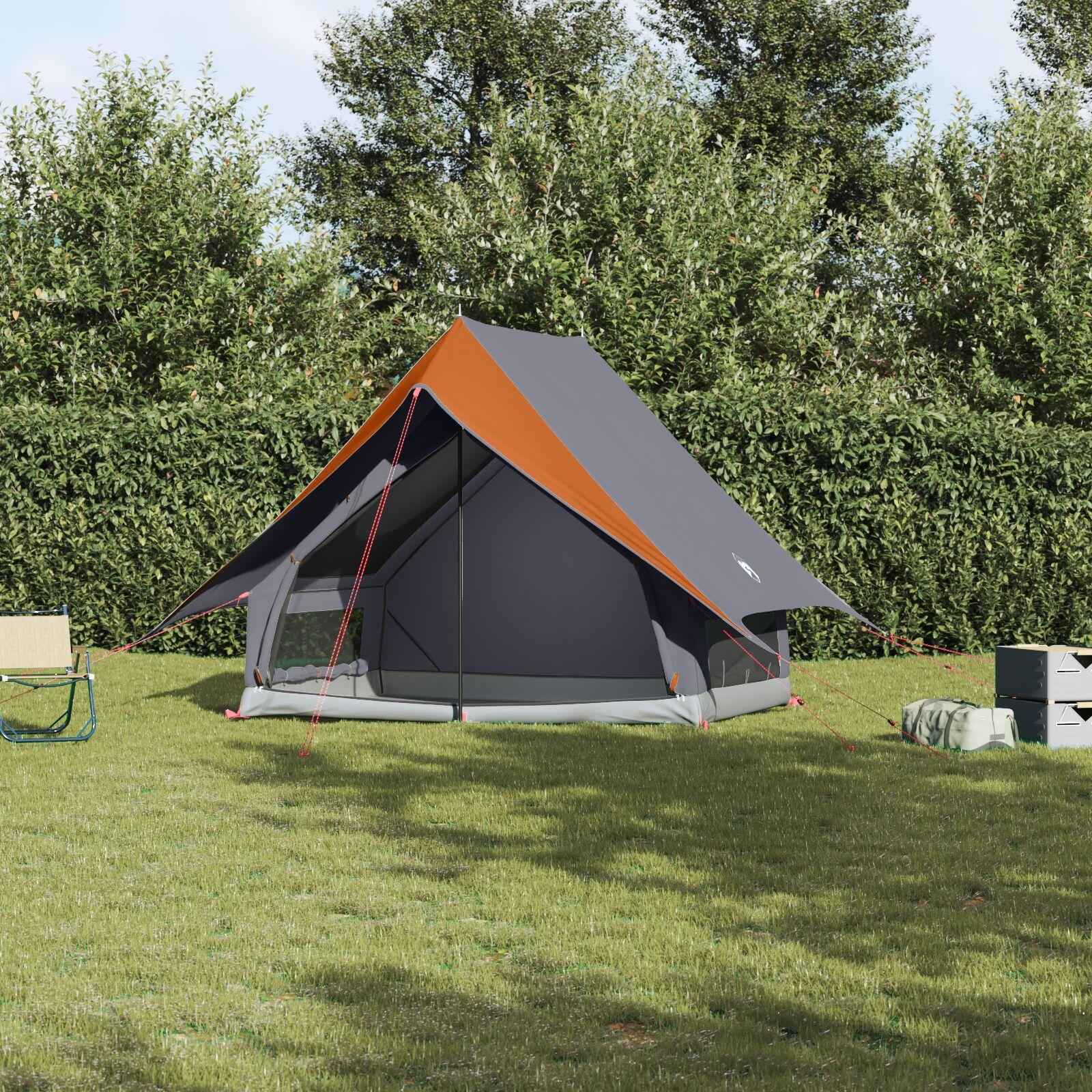 Camping Telt 3-personer Grå og orange Polyester 3-personer