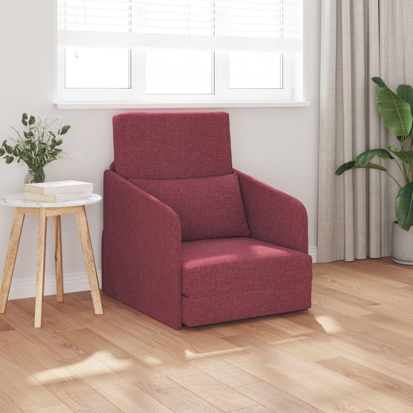 Sovesofa i stof - vinrød, 65 × 80 × 83 cm