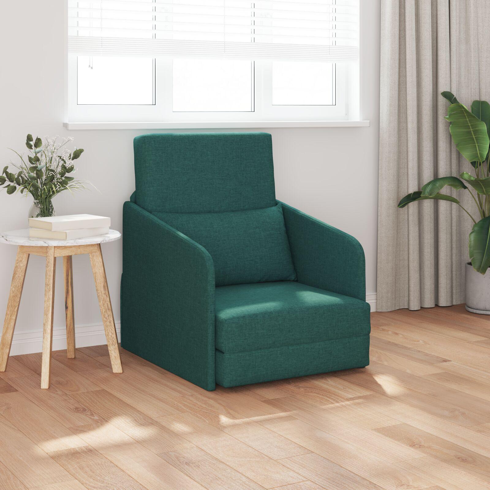 Sovesofa i stof - mørkegrøn, 65 × 80 × 83 cm