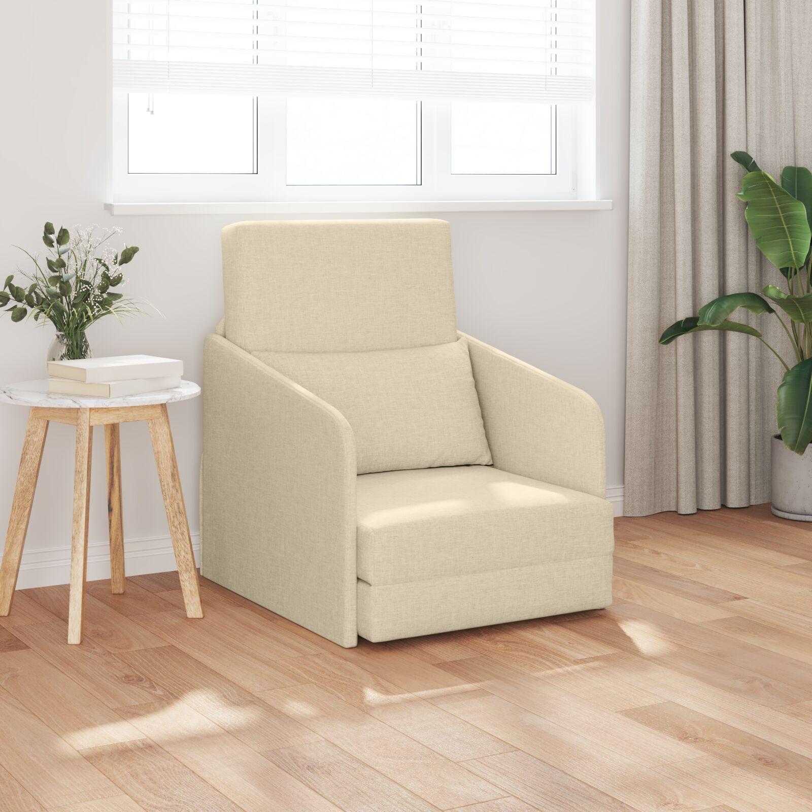Sovesofa i stof - creme, 65 × 80 × 83 cm