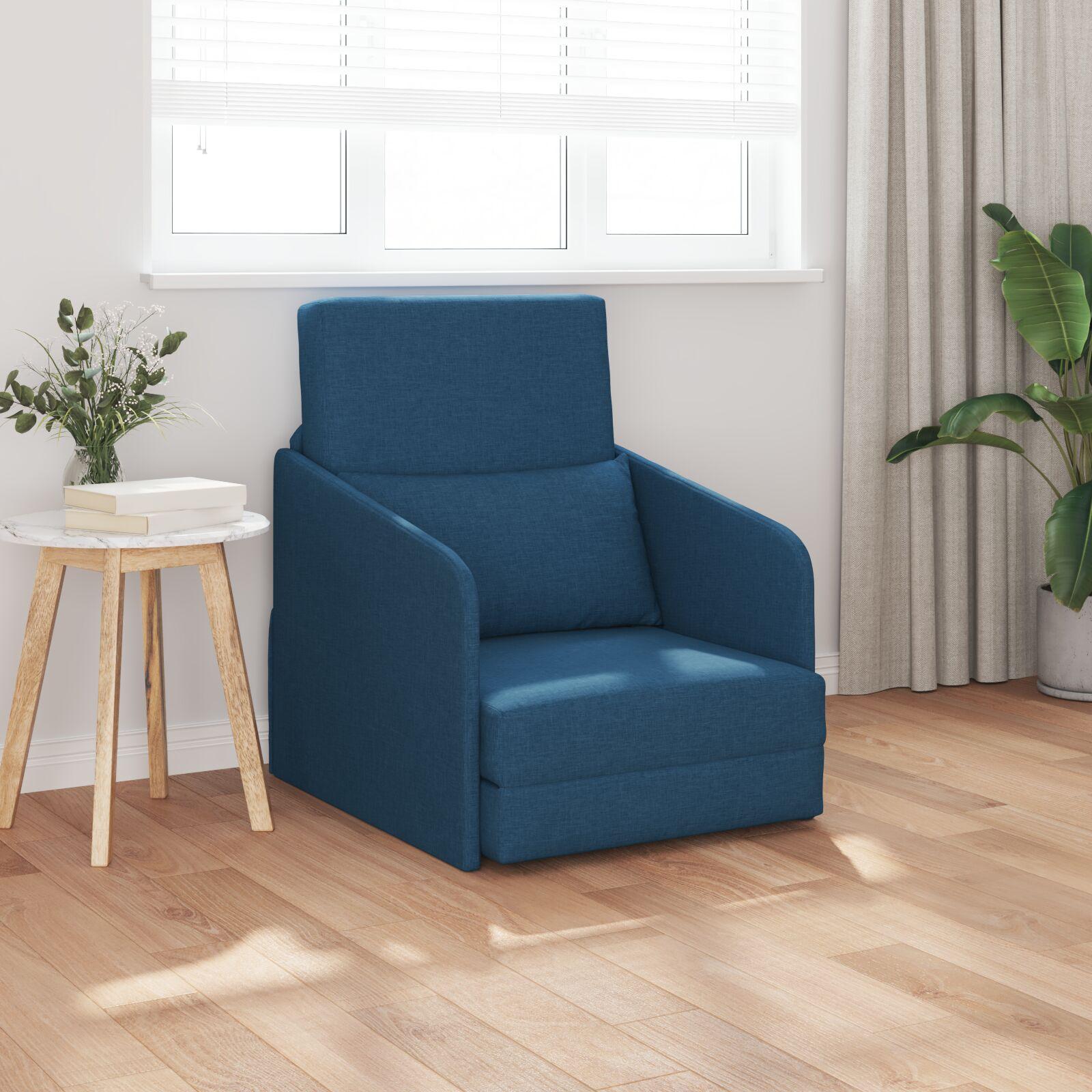 Sovesofa i stof - blå 65 × 80 × 83 cm, pladsbesparende gulvsofa