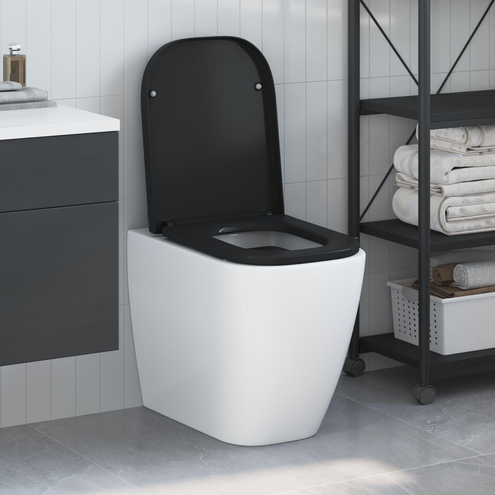 Hurtig Udløsnings Toiletbræt Sort 44.5 x 35 x 3.6 cm Duroplast