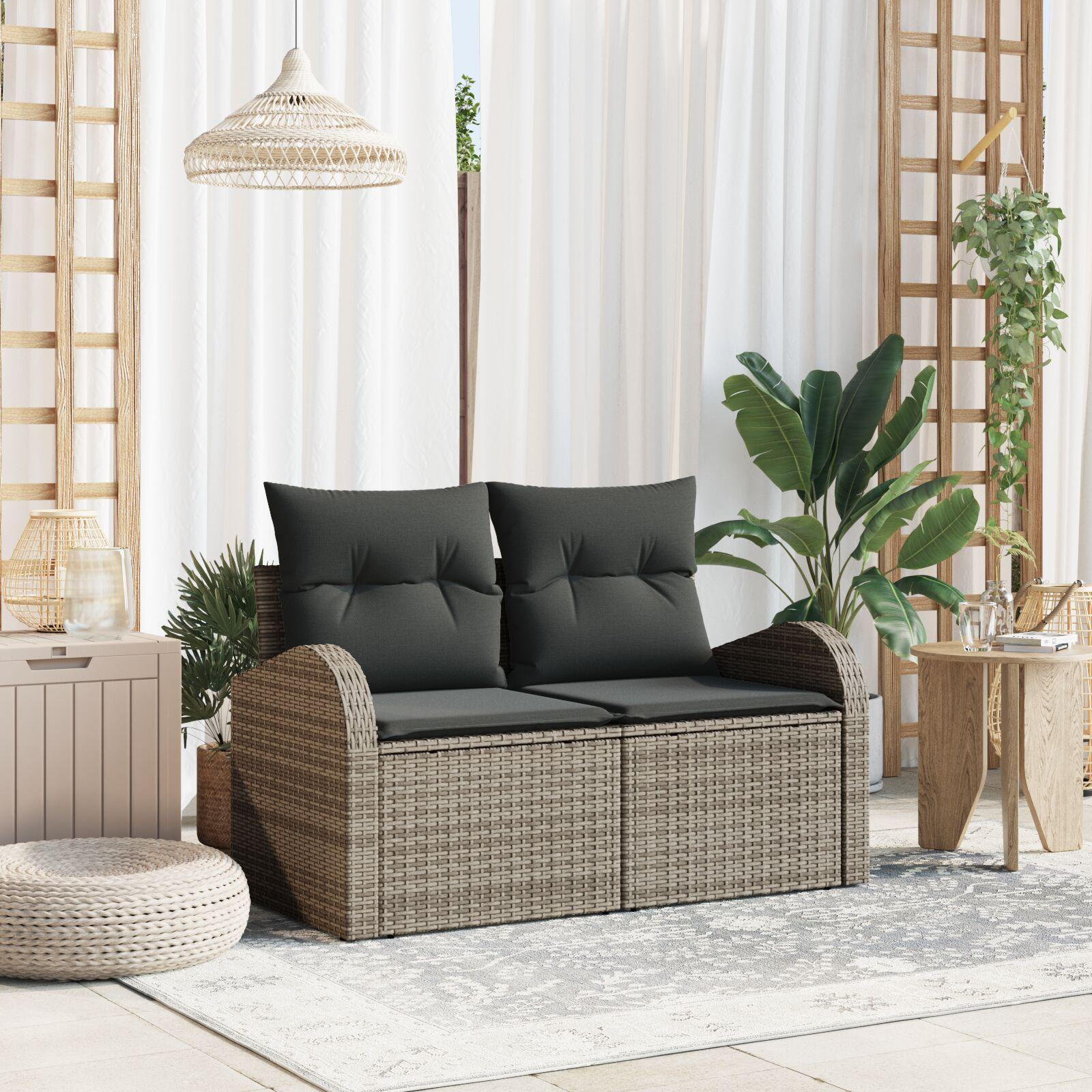 Havemøbelsofa med pude Grå 124 x 62 x 69cm polyrattan
