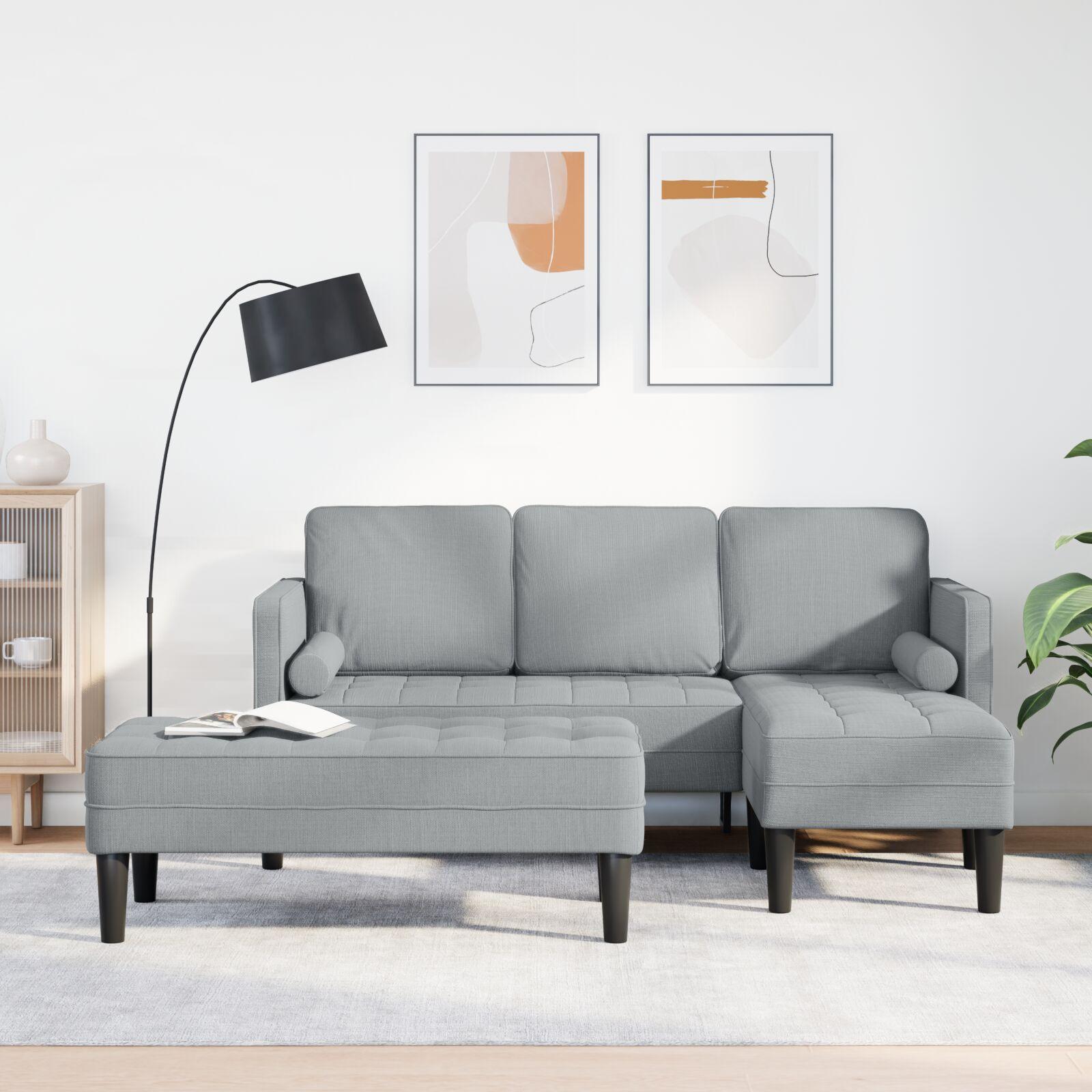 Sofa Sæt 2 Dele Lysegrå 173 X 131 X 67 Cm Stof