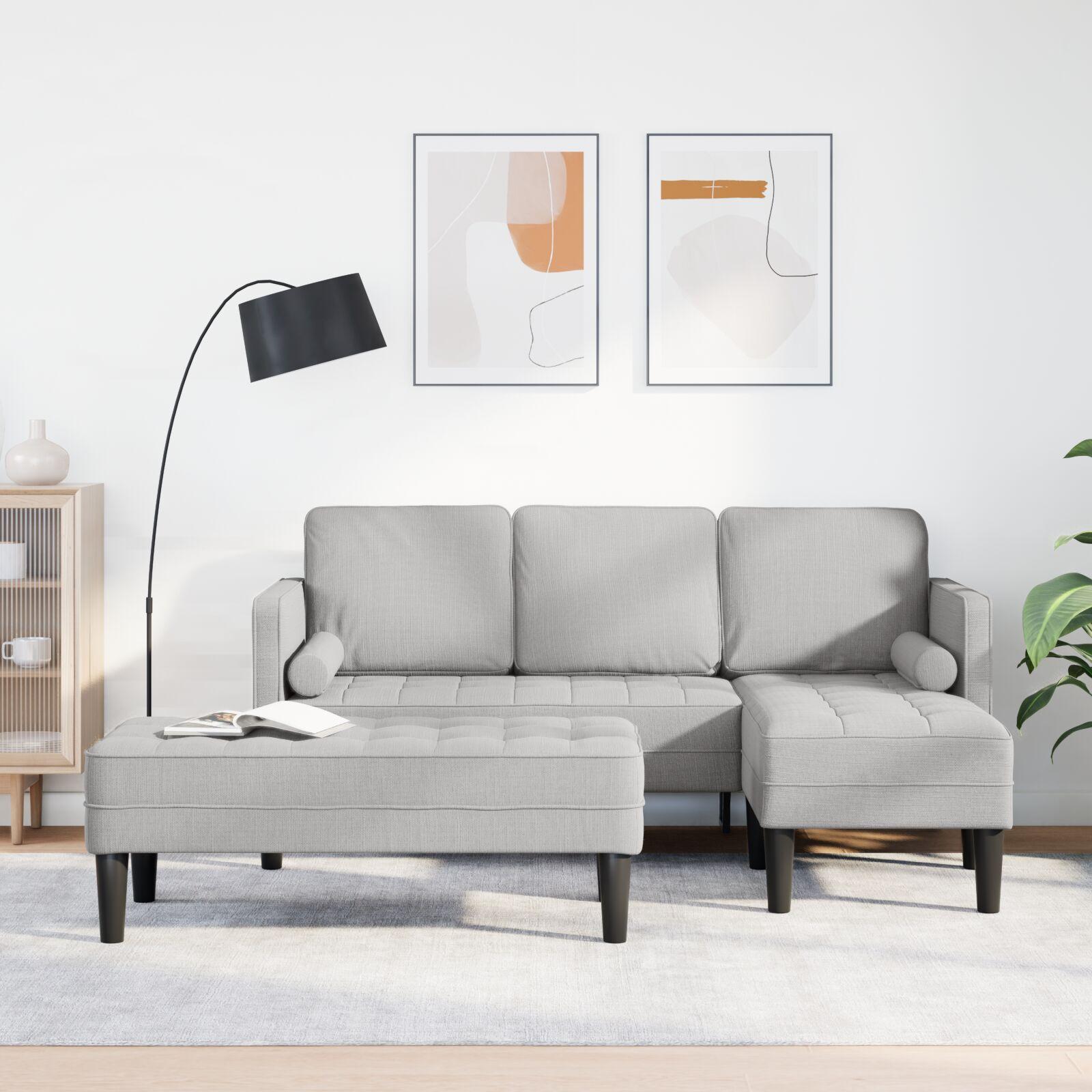 Sofa Sæt 2 Dele Sky Grey 173 X 131 X 67 Cm Stof