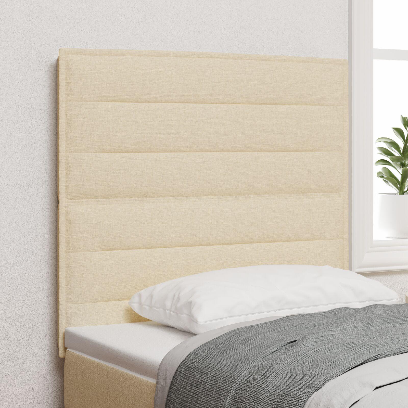 Hovedgærde Med Hovedgærde Lysegrå 100 Cm Stof - Creme / 90 cm / Høj hovedgærde