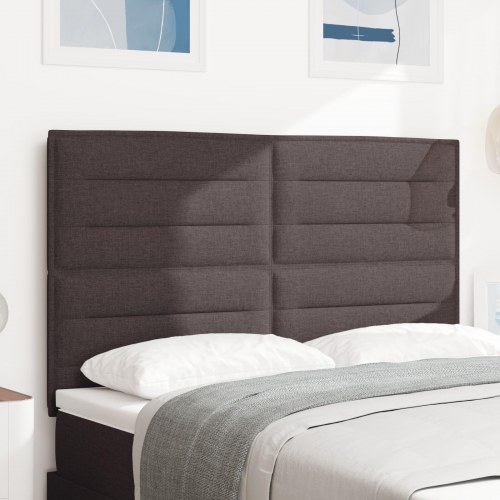 Sengegavl Linjer Design Mørkebrun 140 cm Stof