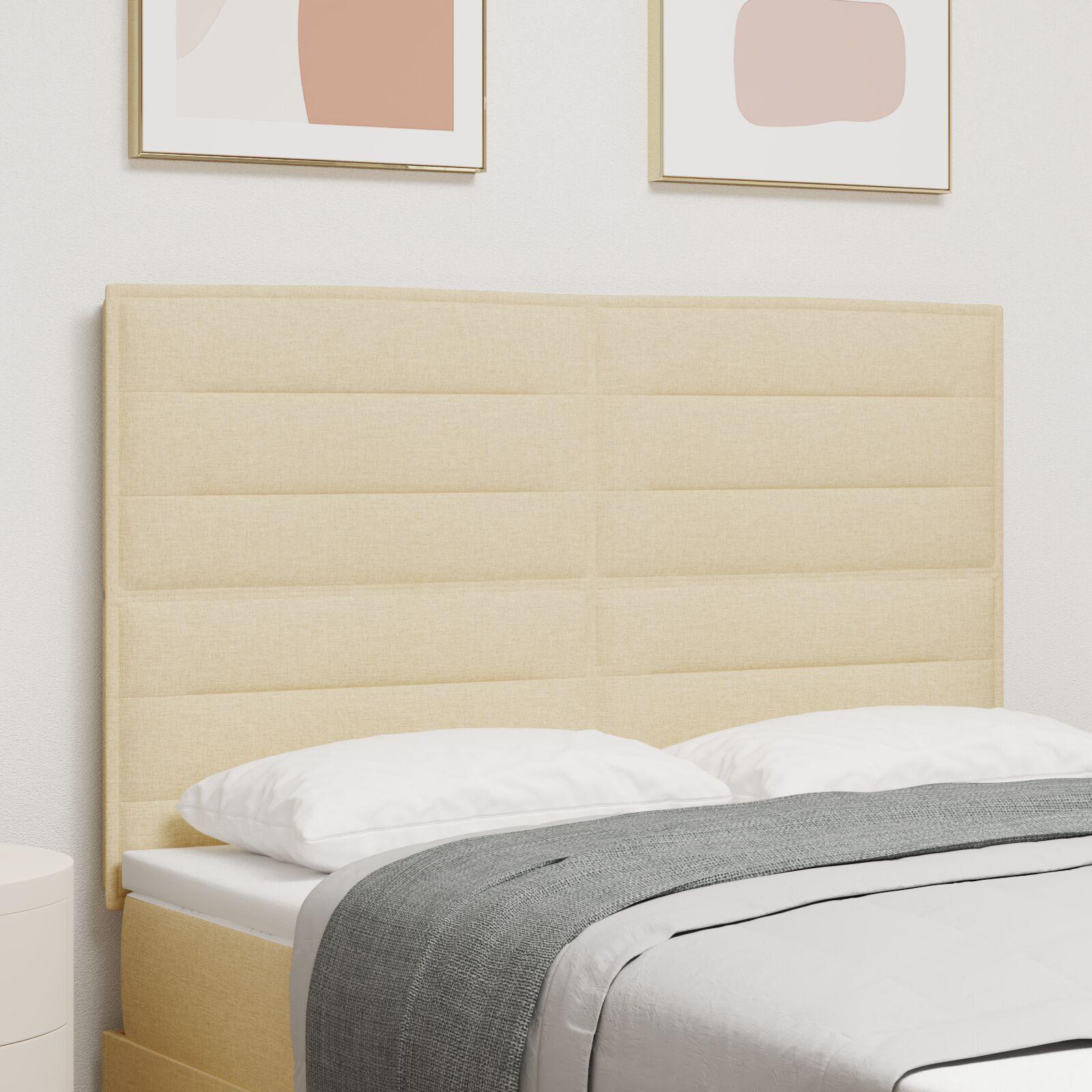 Hovedgærde Med Hovedgærde Lysegrå 100 Cm Stof - Creme / 140 cm / Høj hovedgærde
