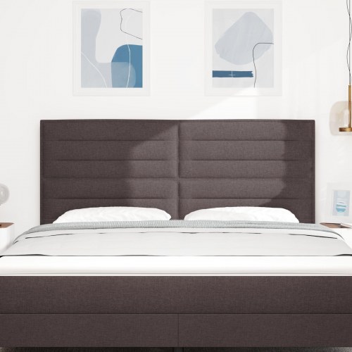 Sengegavl Linjer Design Mørkebrun 180 cm Stof
