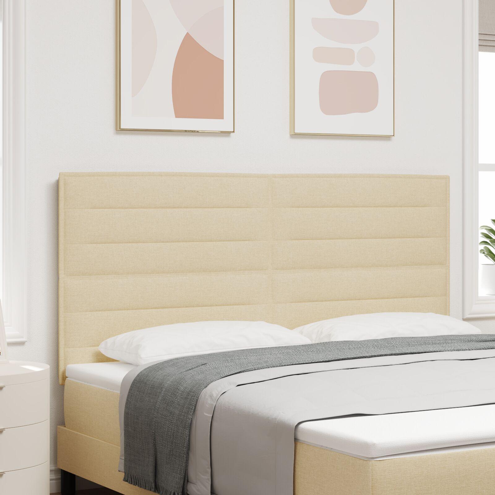 Hovedgærde Med Hovedgærde Lysegrå 100 Cm Stof - Creme / 180 cm / Høj hovedgærde