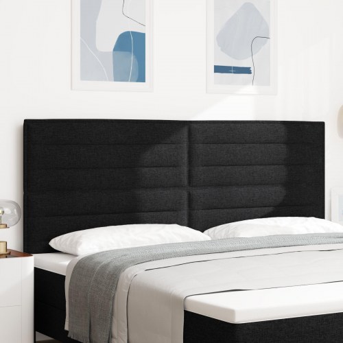 Sengegavl linjer design sort 200 cm stof