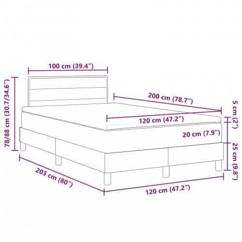 Box Spring Seng med Madras Blå 120x200 cm Stof