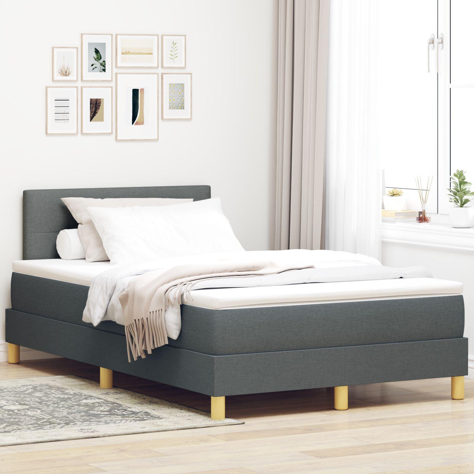 vidaXL Box spring seng med pude Mørkegrå 120 x 200 cm Stof