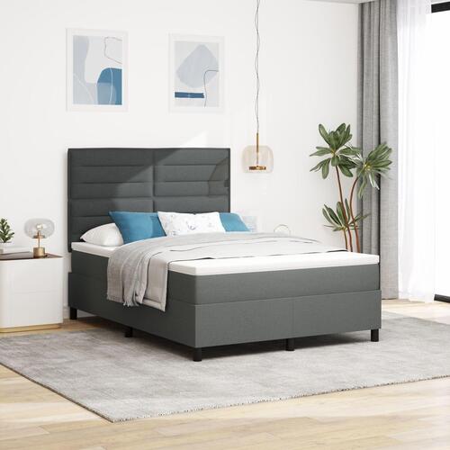 Box madras med seng Mørkegrå 140x190 cm Stof