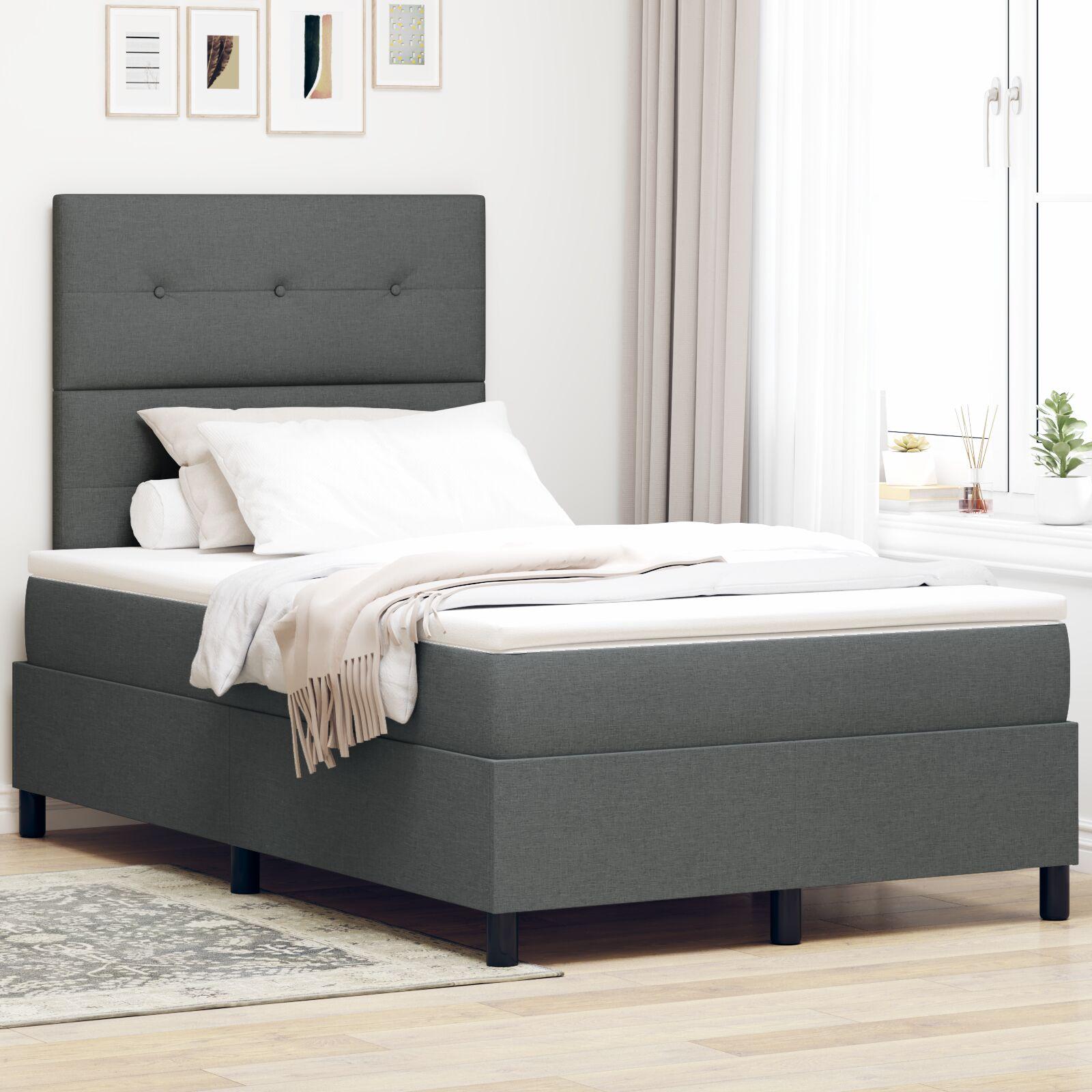 Box spring seng med hovedgærde Mørkegrå 120 x 200 cm Stof