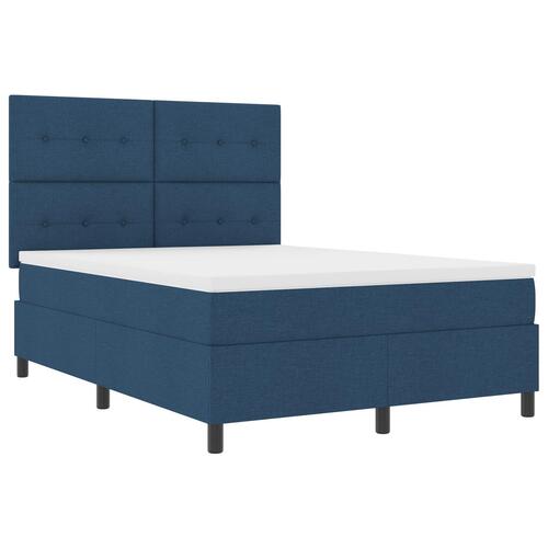 Box Spring Seng med Madras Blå 160x200 cm Stof
