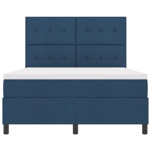 Box Spring Seng med Madras Blå 160x200 cm Stof
