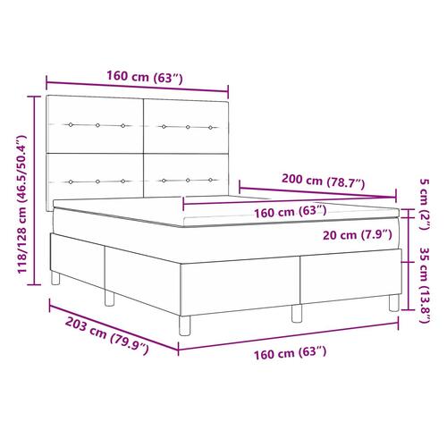 Box Spring Seng med Madras Blå 160x200 cm Stof