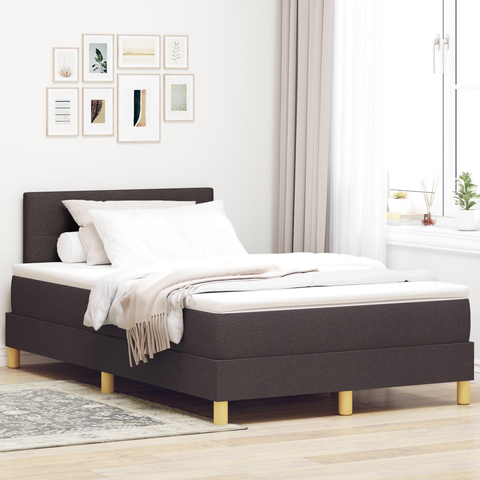 LED Box Spring Bed med madras Mørk Brun 120 x 200 cm Stof