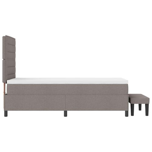 Boksmadras med madras og bænk taupe 100x200 cm stof