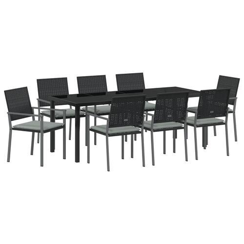 Sæt af 5 Sort Polyrattan Mellem Holdbar Have stol