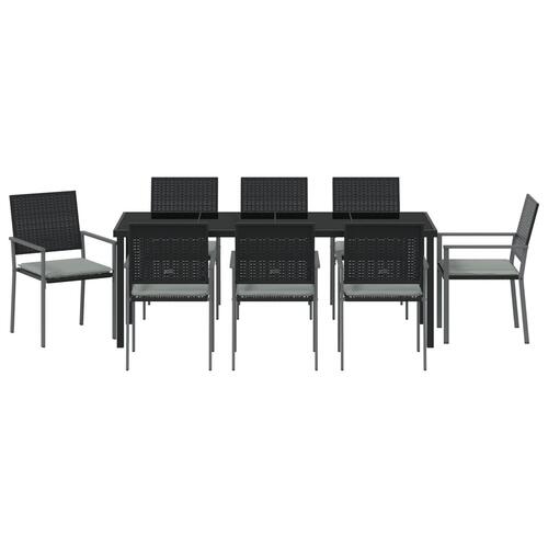 Sæt af 5 Sort Polyrattan Mellem Holdbar Have stol