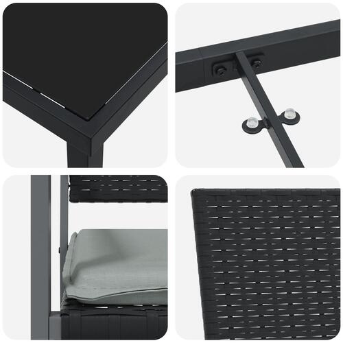 Sæt af 5 Sort Polyrattan Mellem Holdbar Have stol