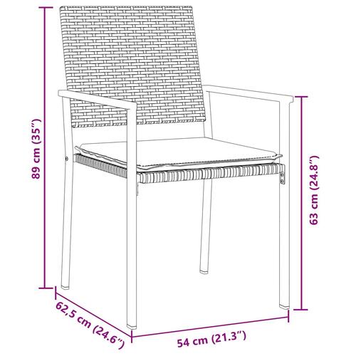 Sæt af 5 Sort Polyrattan Mellem Holdbar Have stol