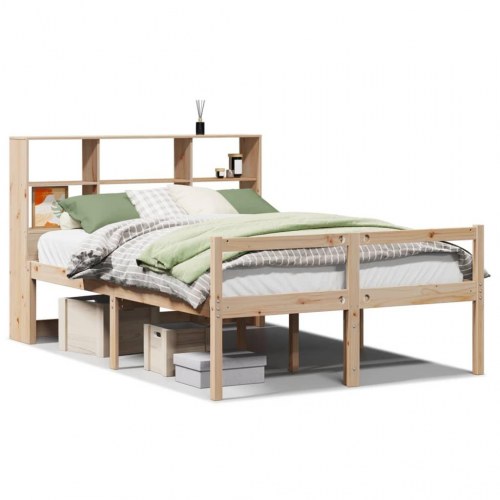 Seng med reol uden madras 120x190 cm massivt fyrretræ